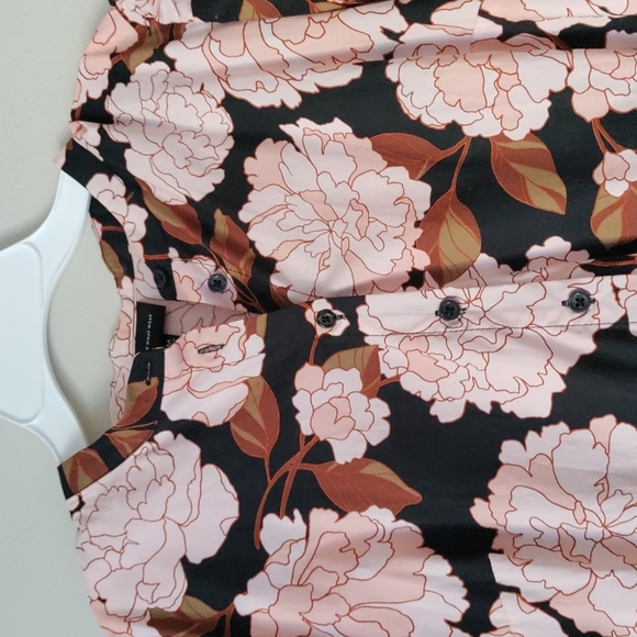 WHO WHAT WHERE Floral Tiered Midi Shirt Dress Short Sleeves Peony - Picture 3 of 9